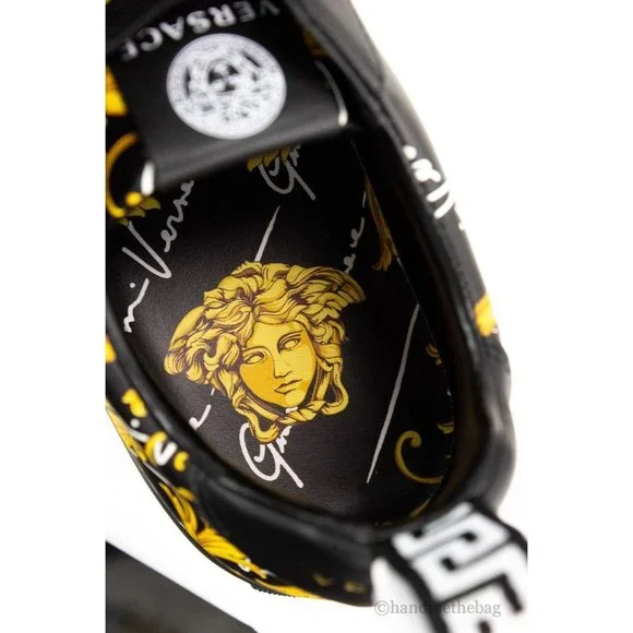 NEW Versace Mens Low Top Leather Vitello St. Barocco Print Sneaker Shoes Size 9 - Picture 9 of 10